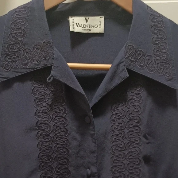 Valentino Dark Blue Silk Shirt - Picture 3 of 5